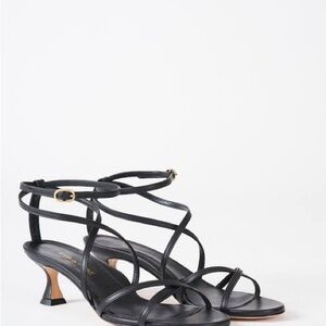 Marion Parke  Raina sandal Black Leather Strappy Heeled Sandals